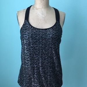 Express women's XS black silver sequin racerback tank